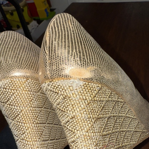 Lilly Pulitzer Gold Leather Metallic Wedge Heels Size 10M - Picture 5 of 9